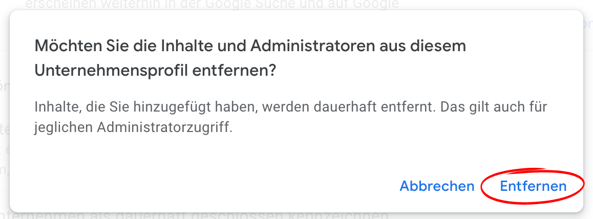 Google Unternehmensprofil löschen Schritt 6